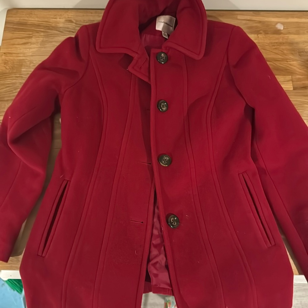 Red pea coat